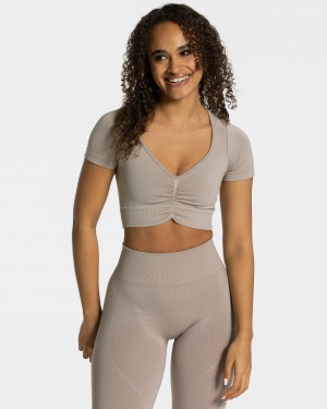 Hauts Teveo Focus Crop Femme Grise | 3851-XKCVG