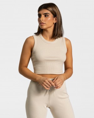 Hauts Teveo Lounge Crop Femme Beige | 9465-UMRDZ