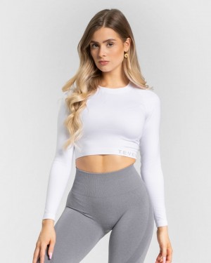 Hauts Teveo Power Longsleeve Femme Blanche | 4031-GNVOY