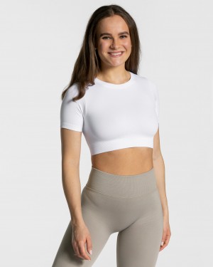 Hauts Teveo Sensation Crop Femme Blanche | 2381-OWXBK