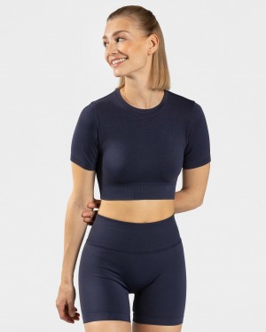 Hauts Teveo Sensation Crop Femme Bleu Foncé | 1895-SFODA