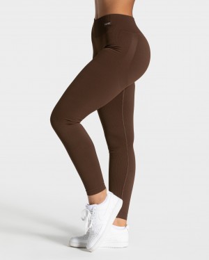 Leggings Teveo Élégant Scrunch Femme Marron Foncé | 5789-YNTGS