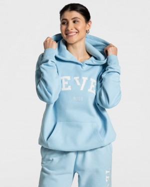 Sweat a Capuche Teveo College Oversized Femme Bleu | 0179-JIGVU