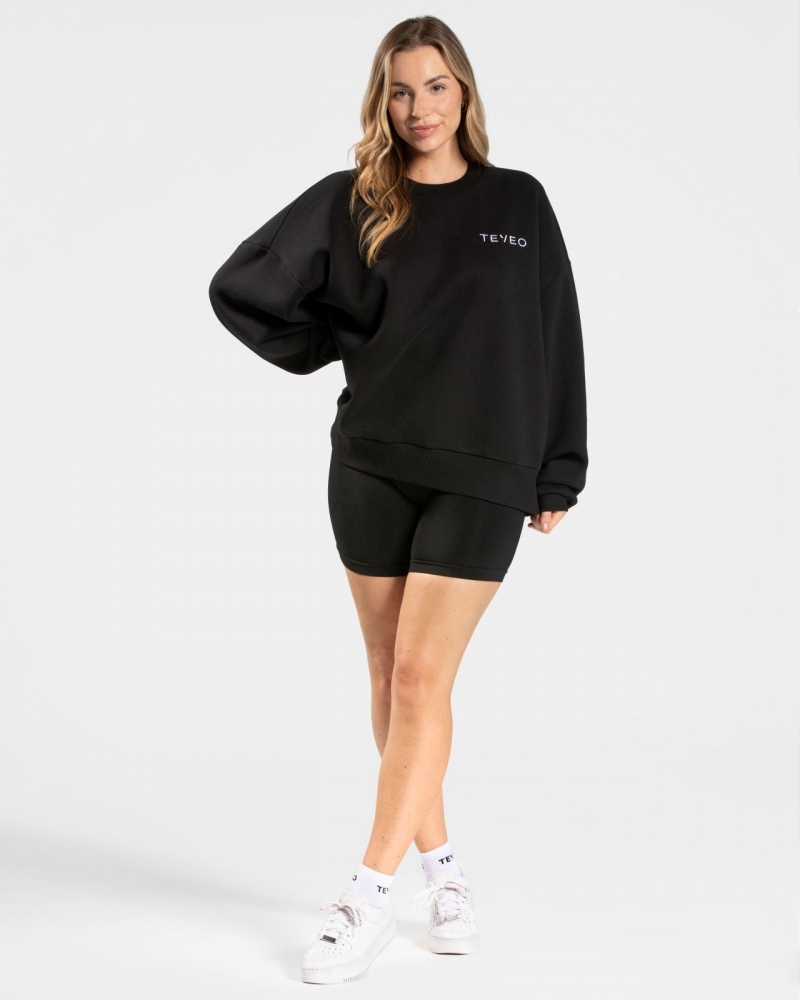 Chandails Teveo Signature Oversized Femme Noir | 9834-DHWCV