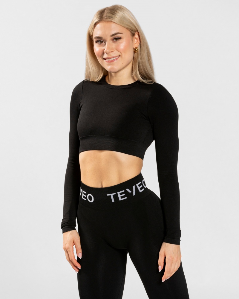 Hauts Teveo Everyday Cut Out Longsleeve Femme Noir | 8457-WBGLJ