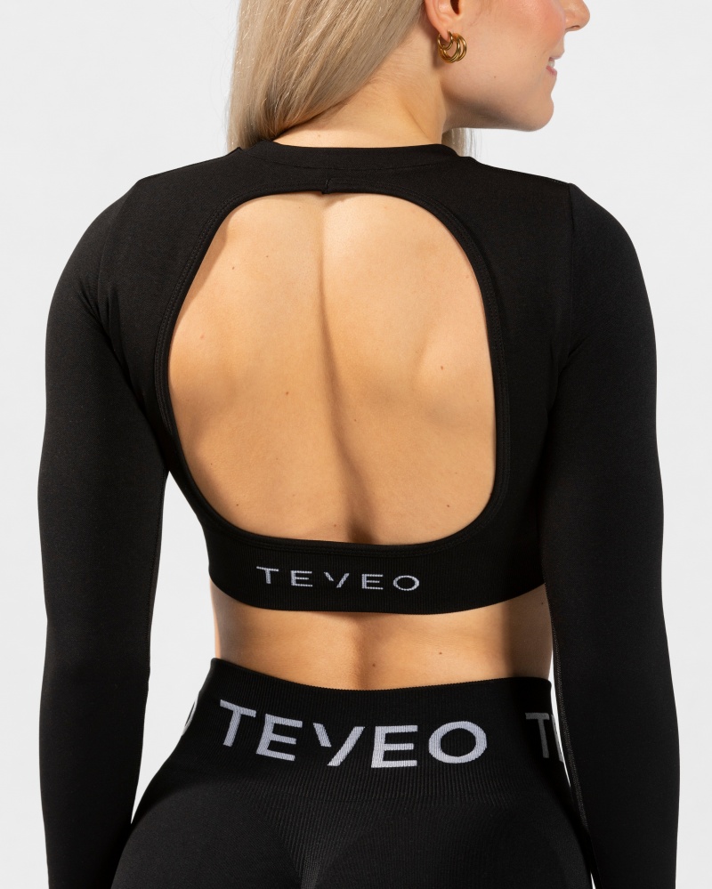 Hauts Teveo Everyday Cut Out Longsleeve Femme Noir | 8457-WBGLJ