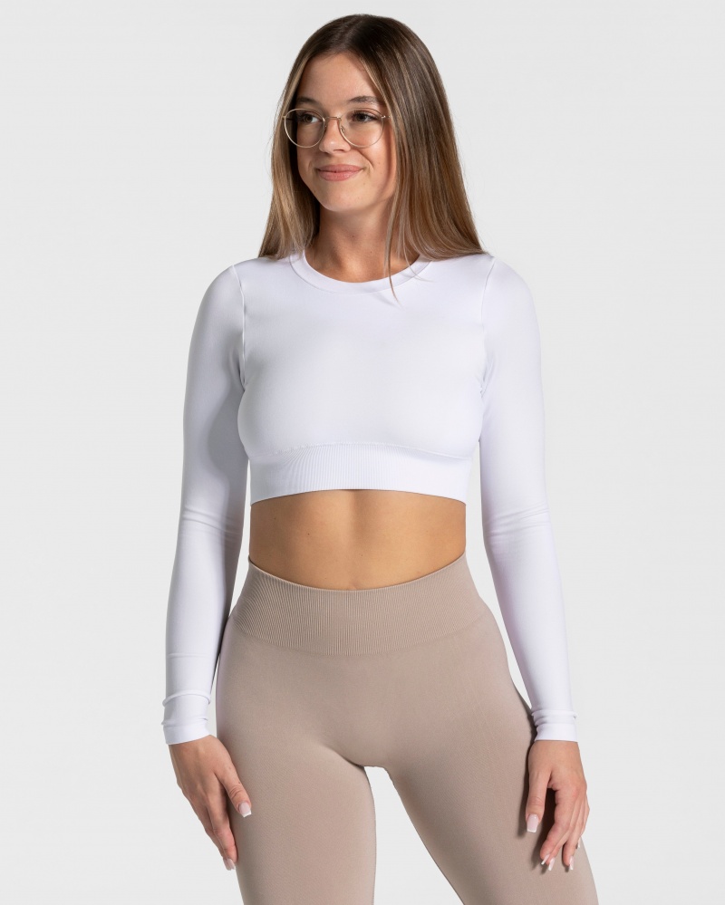 Hauts Teveo Everyday Cut Out Longsleeve Femme Blanche | 5649-LAHGX