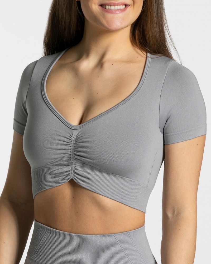 Hauts Teveo Focus Crop Femme Grise | 1706-JXBVO