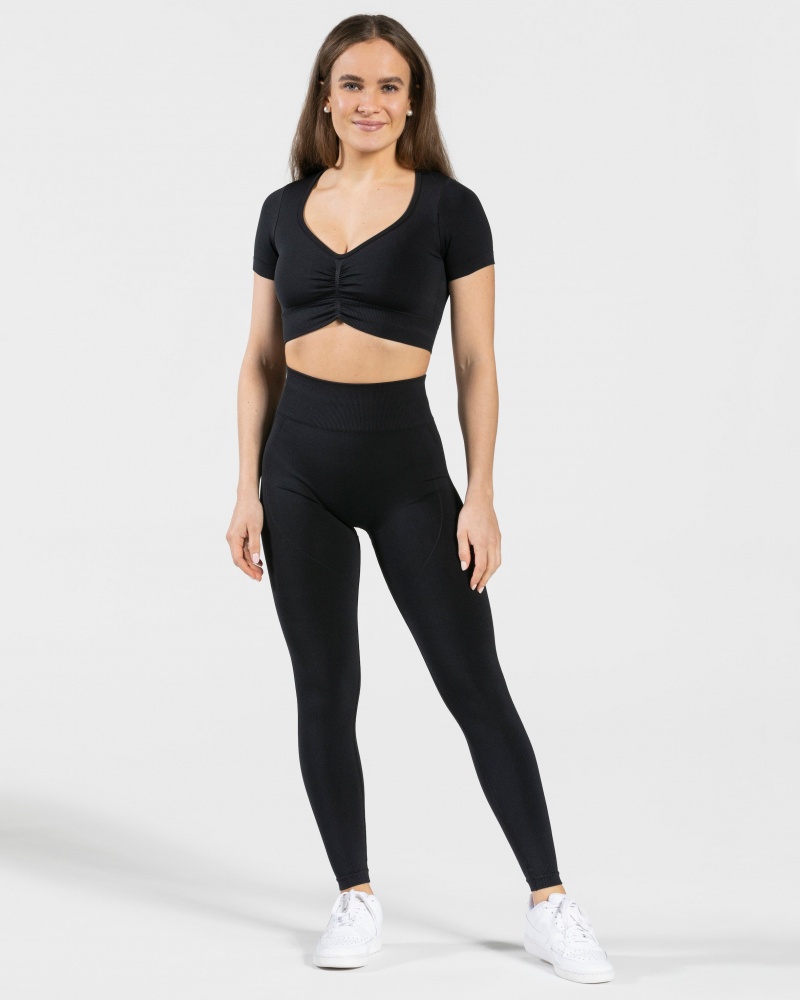 Hauts Teveo Focus Crop Femme Noir | 3029-LBJTN