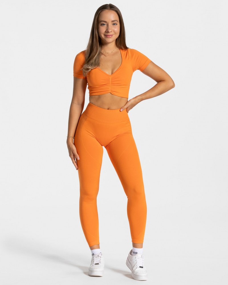 Hauts Teveo Focus Crop Femme Orange | 2643-YBWQP