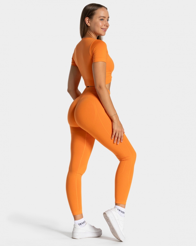 Hauts Teveo Focus Crop Femme Orange | 2643-YBWQP