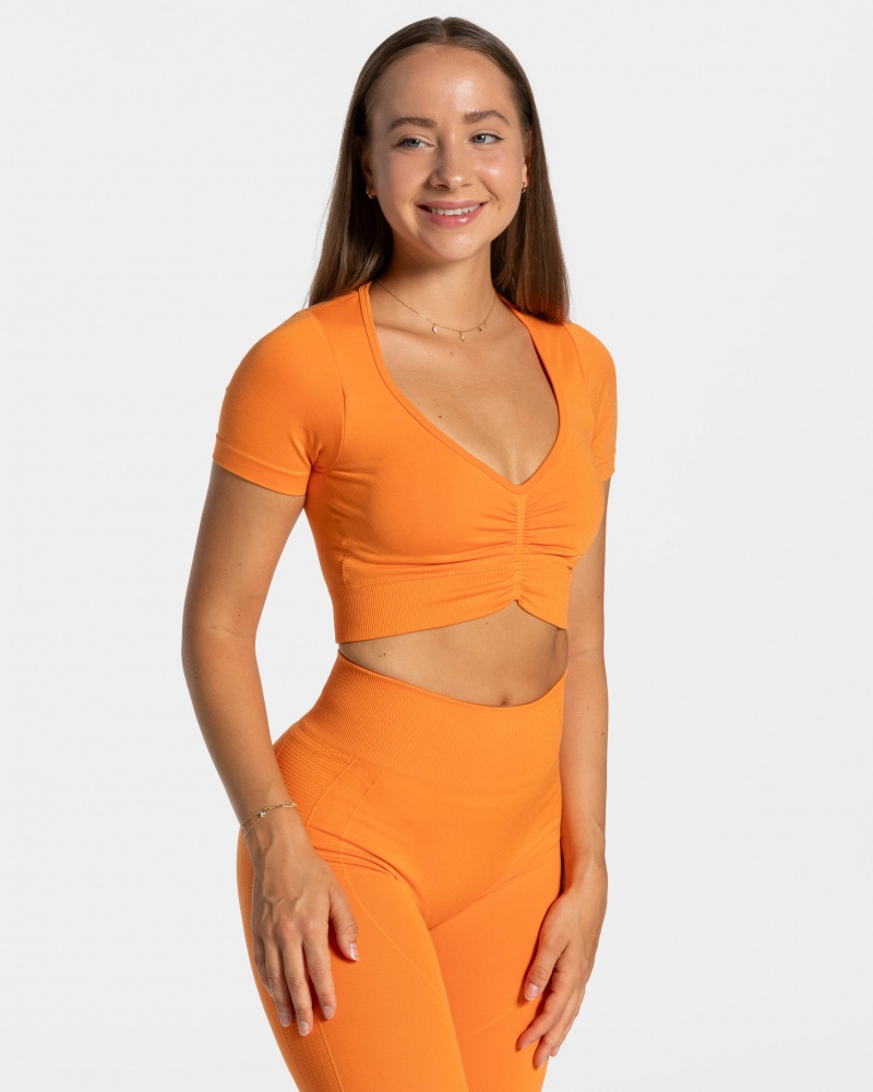 Hauts Teveo Focus Crop Femme Orange | 2643-YBWQP