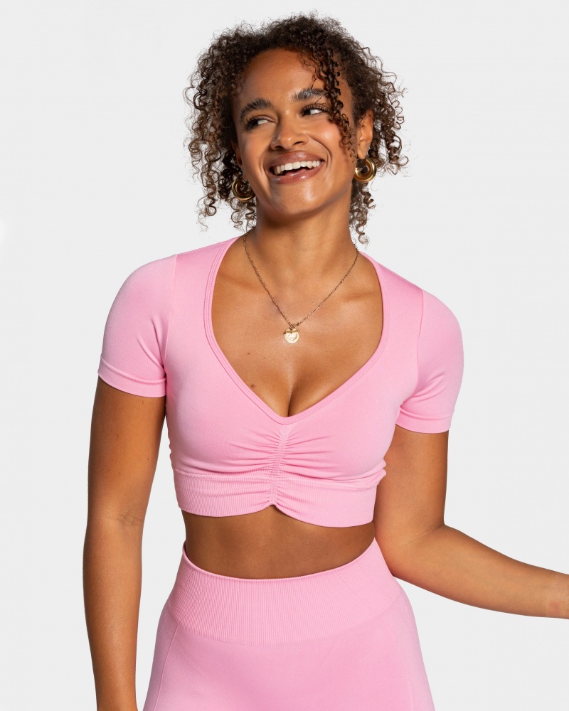 Hauts Teveo Focus Crop Femme Rose | 0419-NGEJS