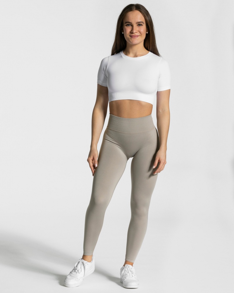 Hauts Teveo Sensation Crop Femme Blanche | 2381-OWXBK