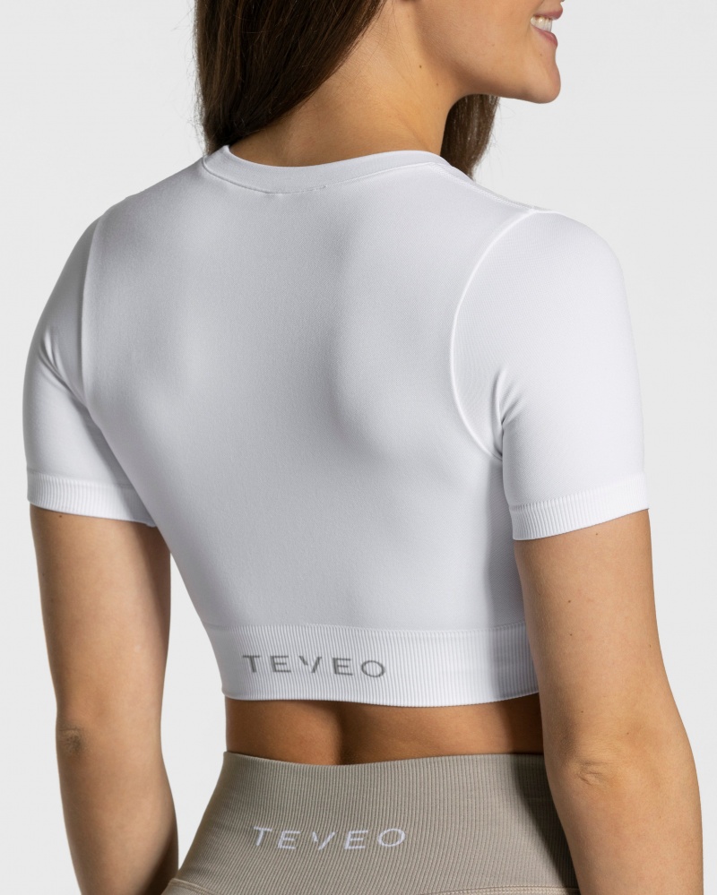 Hauts Teveo Sensation Crop Femme Blanche | 2381-OWXBK