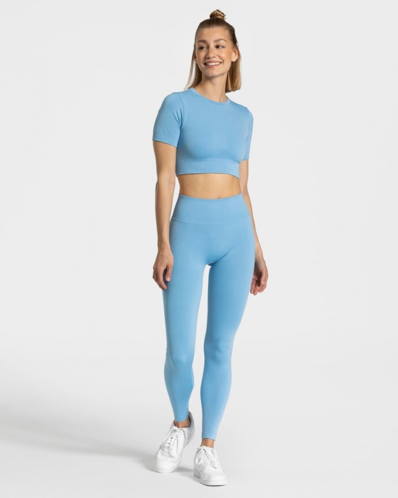 Hauts Teveo Sensation Crop Femme Bleu | 7629-YMGXB