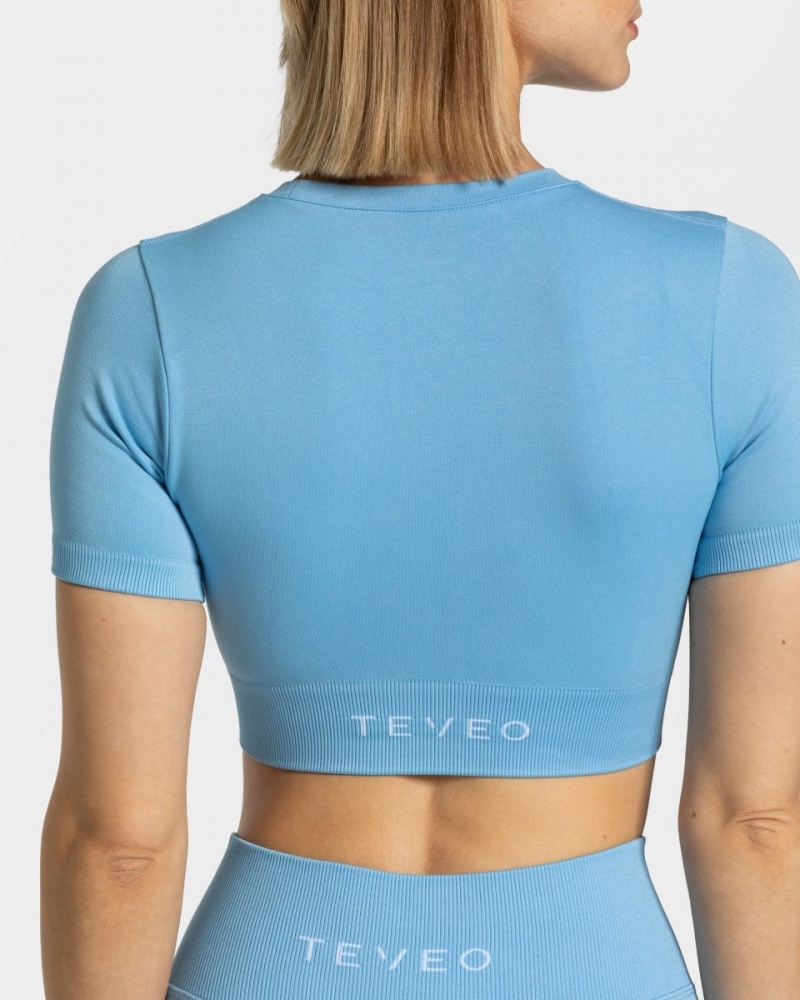 Hauts Teveo Sensation Crop Femme Bleu | 7629-YMGXB