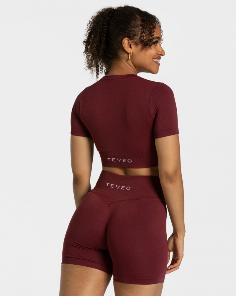 Hauts Teveo Sensation Crop Femme Bordeaux | 7164-HBIVC