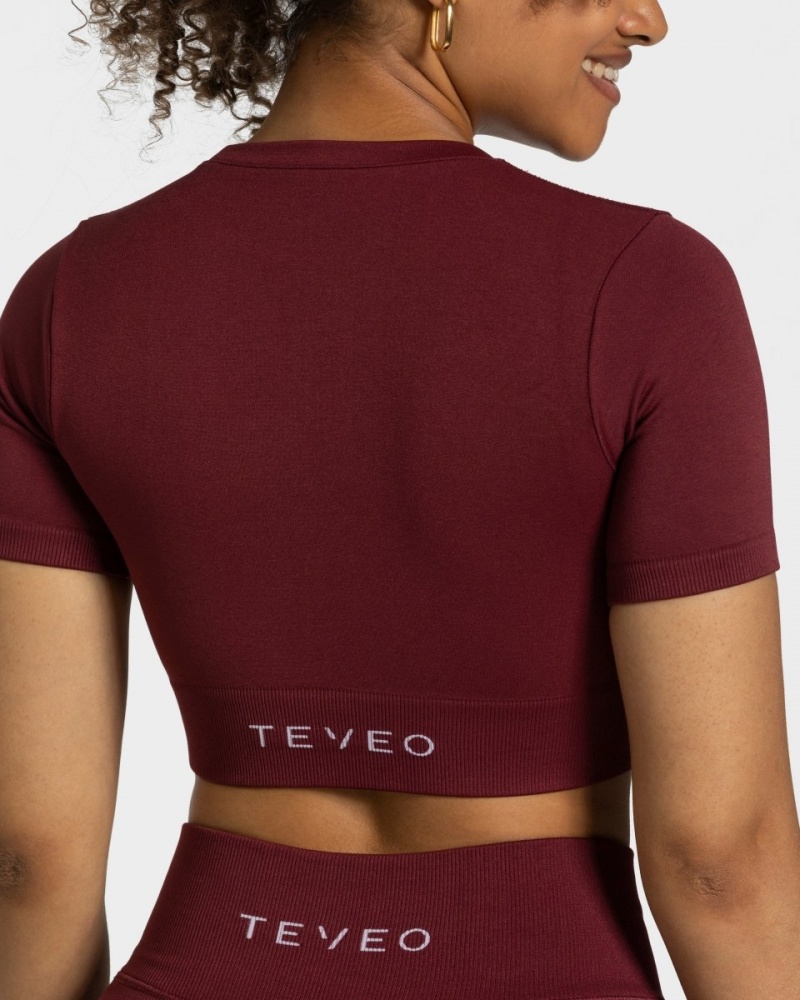 Hauts Teveo Sensation Crop Femme Bordeaux | 7164-HBIVC