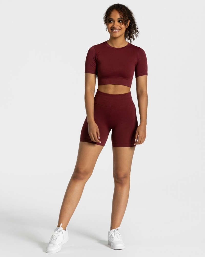 Hauts Teveo Sensation Crop Femme Bordeaux | 7164-HBIVC