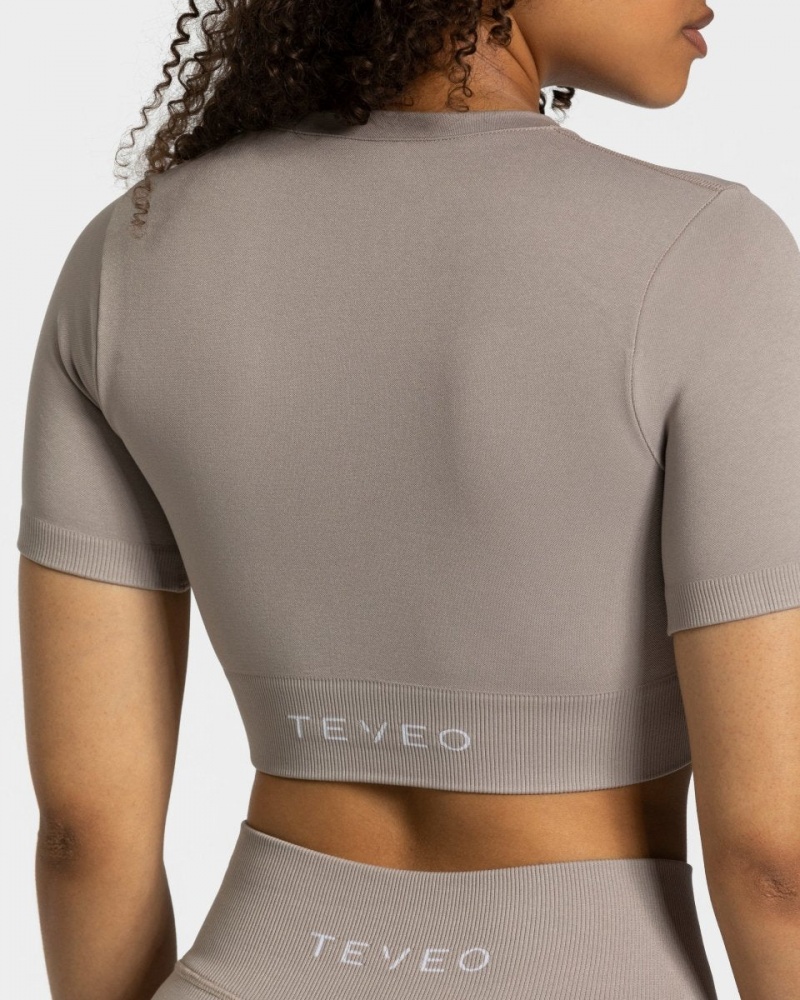 Hauts Teveo Sensation Crop Femme Grise | 1062-UKZYH