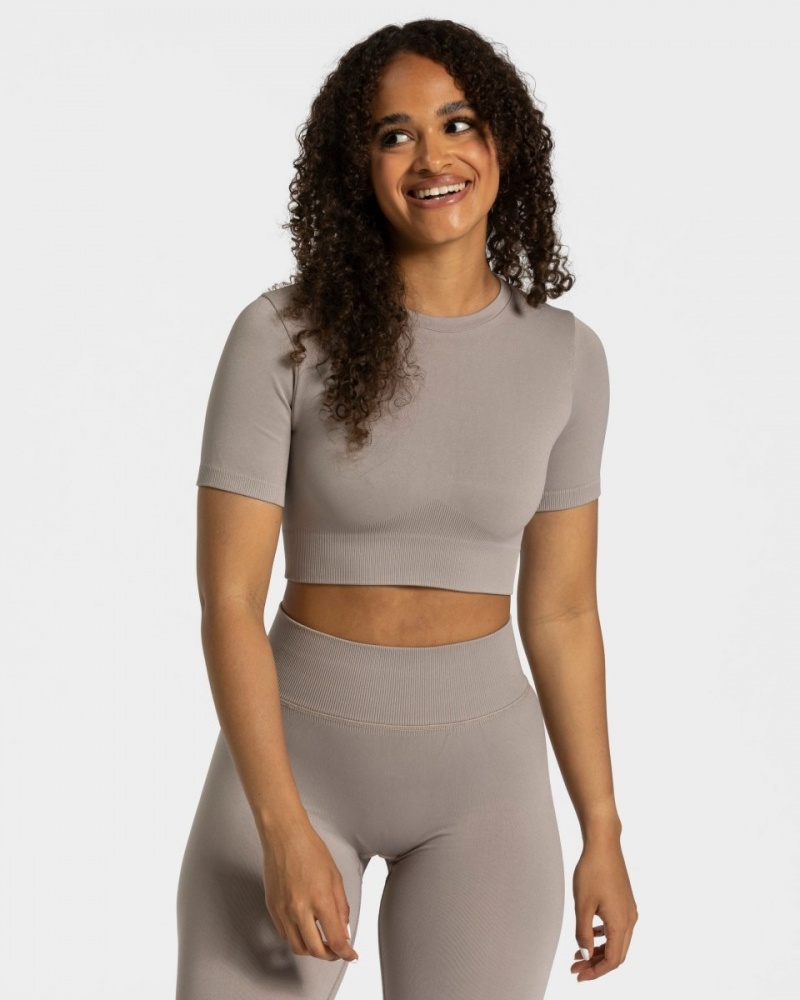 Hauts Teveo Sensation Crop Femme Grise | 1062-UKZYH