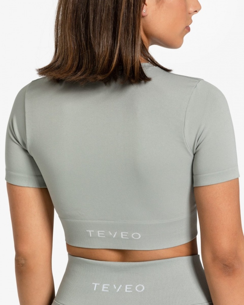 Hauts Teveo Sensation Crop Femme Grise | 9208-NZQVJ