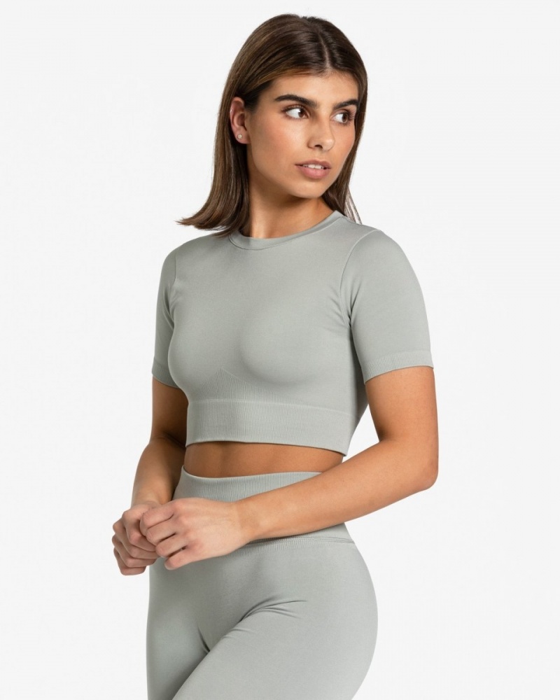 Hauts Teveo Sensation Crop Femme Grise | 9208-NZQVJ