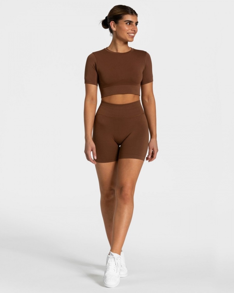 Hauts Teveo Sensation Crop Femme Marron | 9684-WSQIX