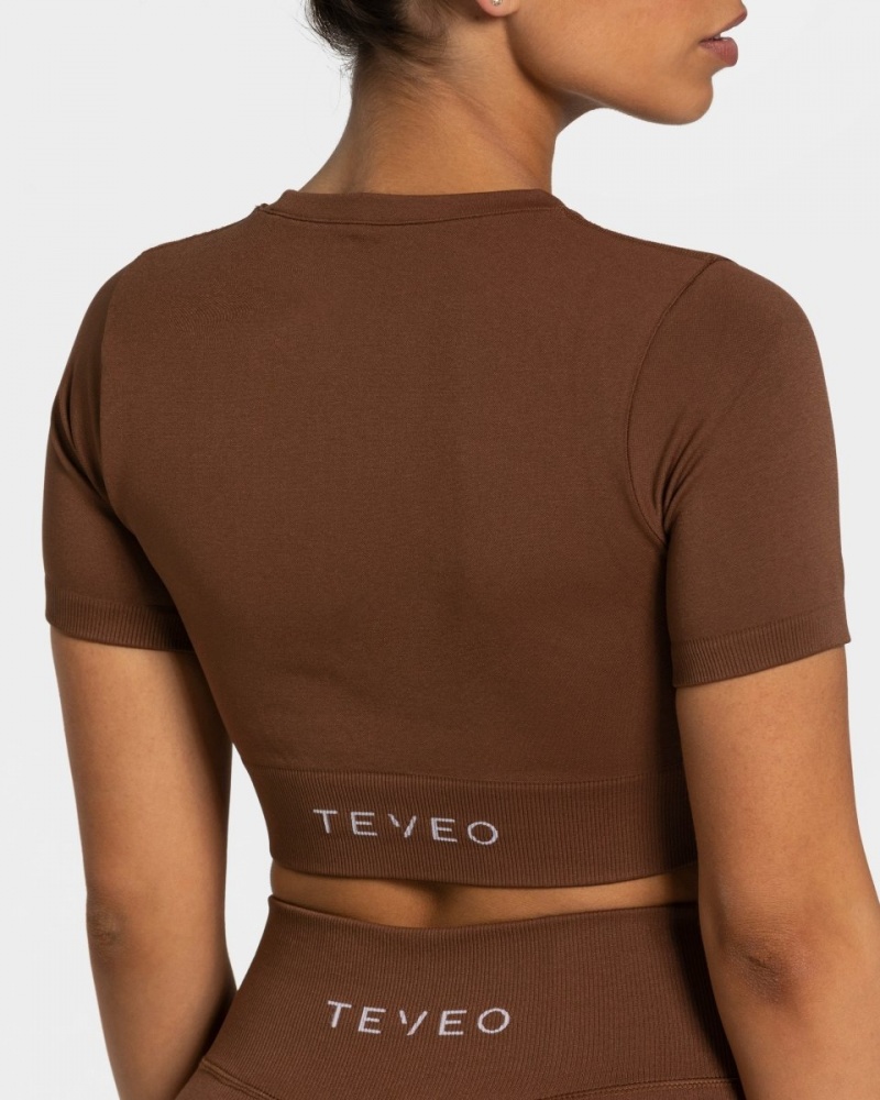 Hauts Teveo Sensation Crop Femme Marron | 9684-WSQIX