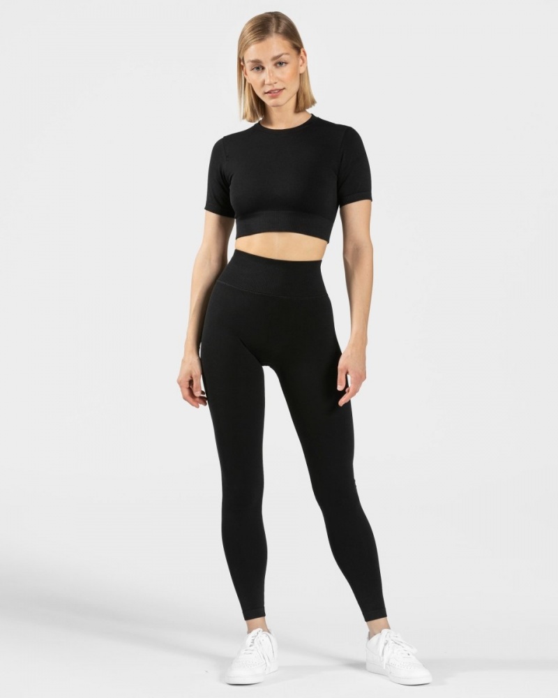 Hauts Teveo Sensation Crop Femme Noir | 0417-EPUWI