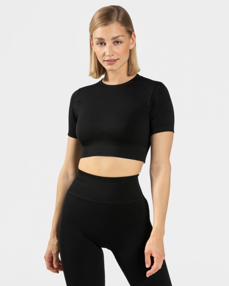 Hauts Teveo Sensation Crop Femme Noir | 0417-EPUWI