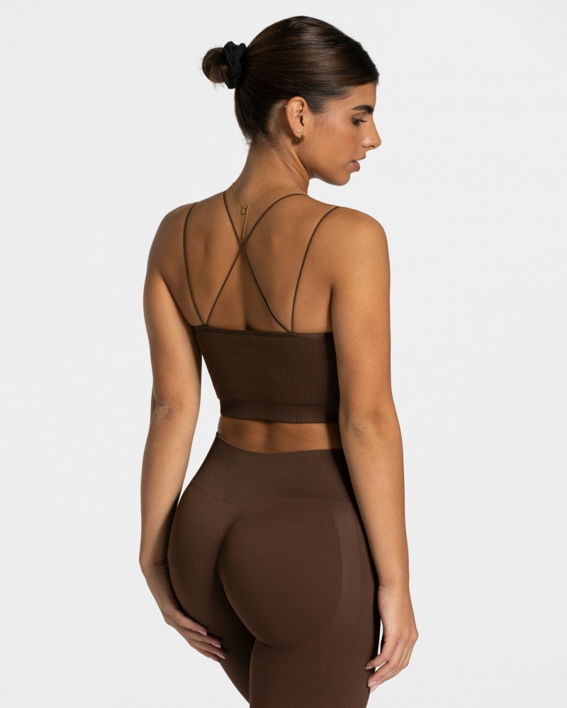 Hauts Teveo Élégant Brides Femme Marron Foncé | 9482-HXISW