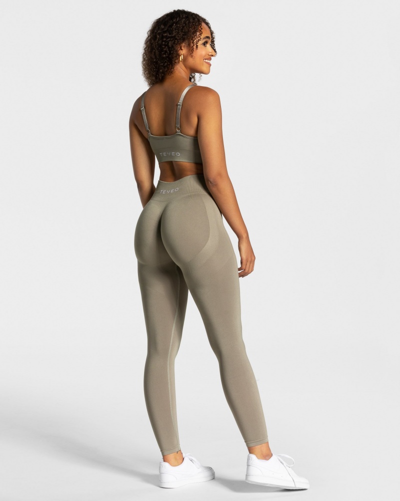 Leggings Teveo Charming Scrunch Femme Kaki | 6712-MKAUB