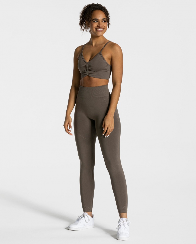 Leggings Teveo Focus Scrunch Femme Grise Marron | 6472-SVMYX