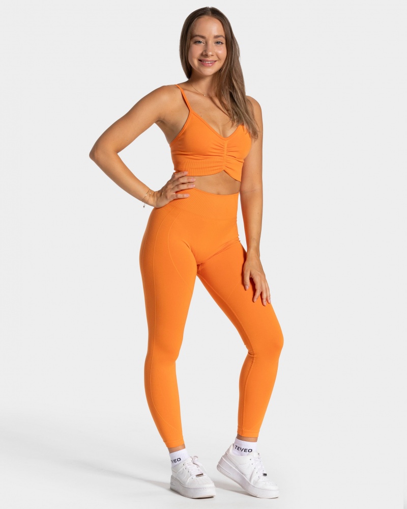 Leggings Teveo Focus Scrunch Femme Orange | 9270-GCDVB