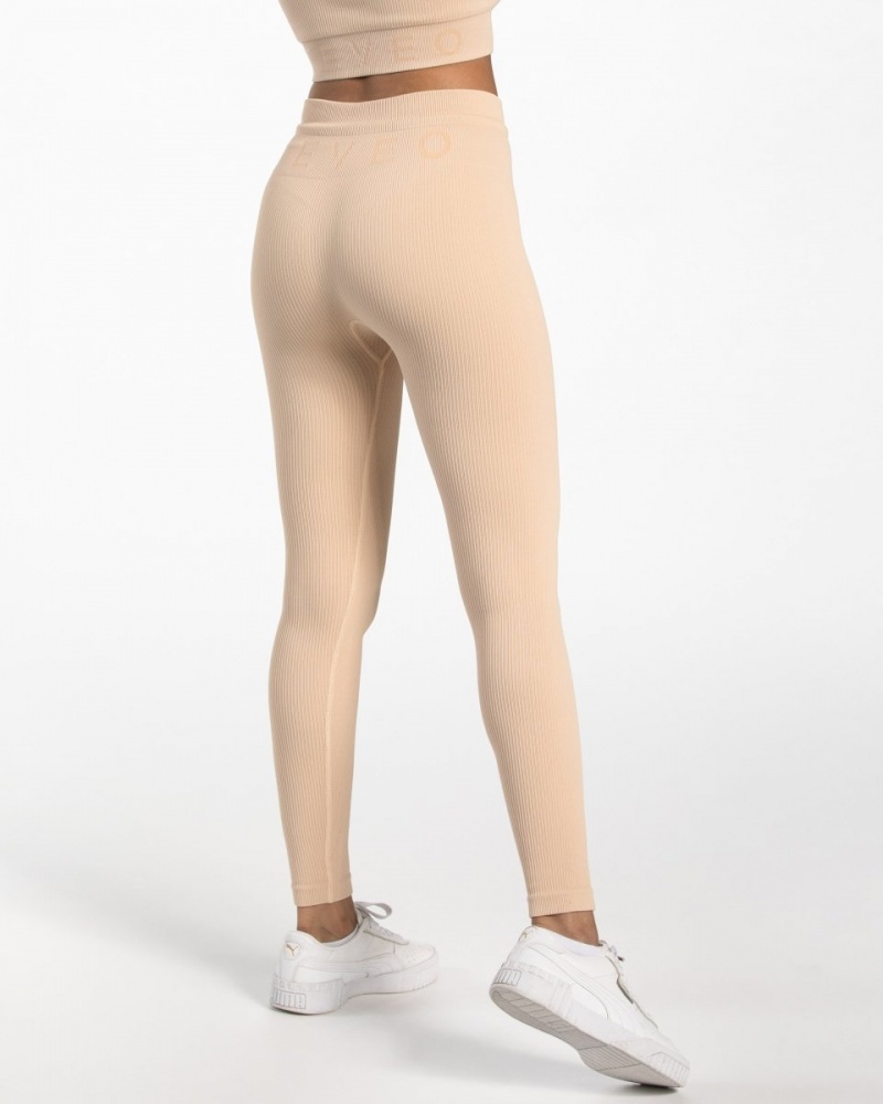 Leggings Teveo Nervuré Femme Beige | 9051-HKVQR