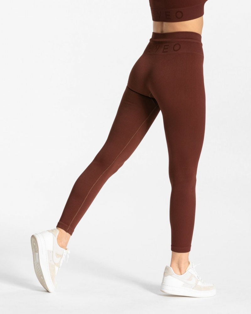 Leggings Teveo Nervuré Femme Bordeaux | 9642-HQTOS