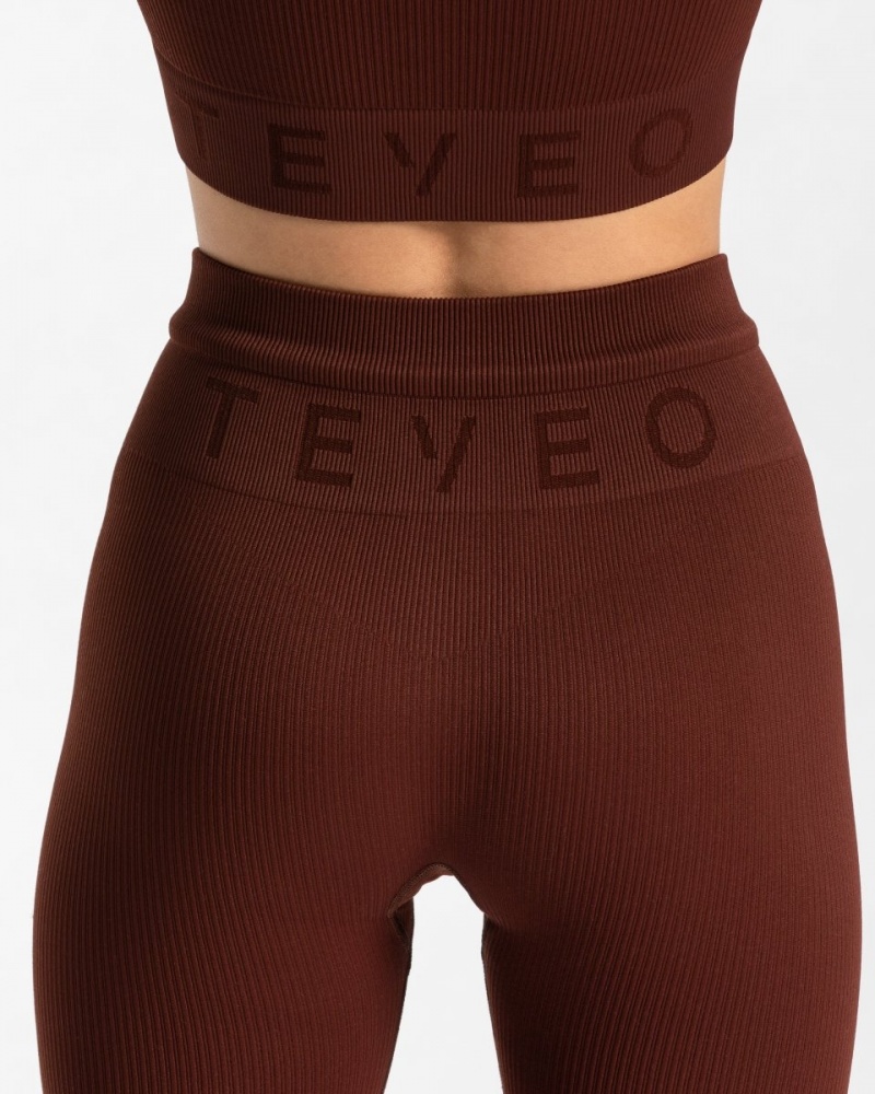 Leggings Teveo Nervuré Femme Bordeaux | 9642-HQTOS