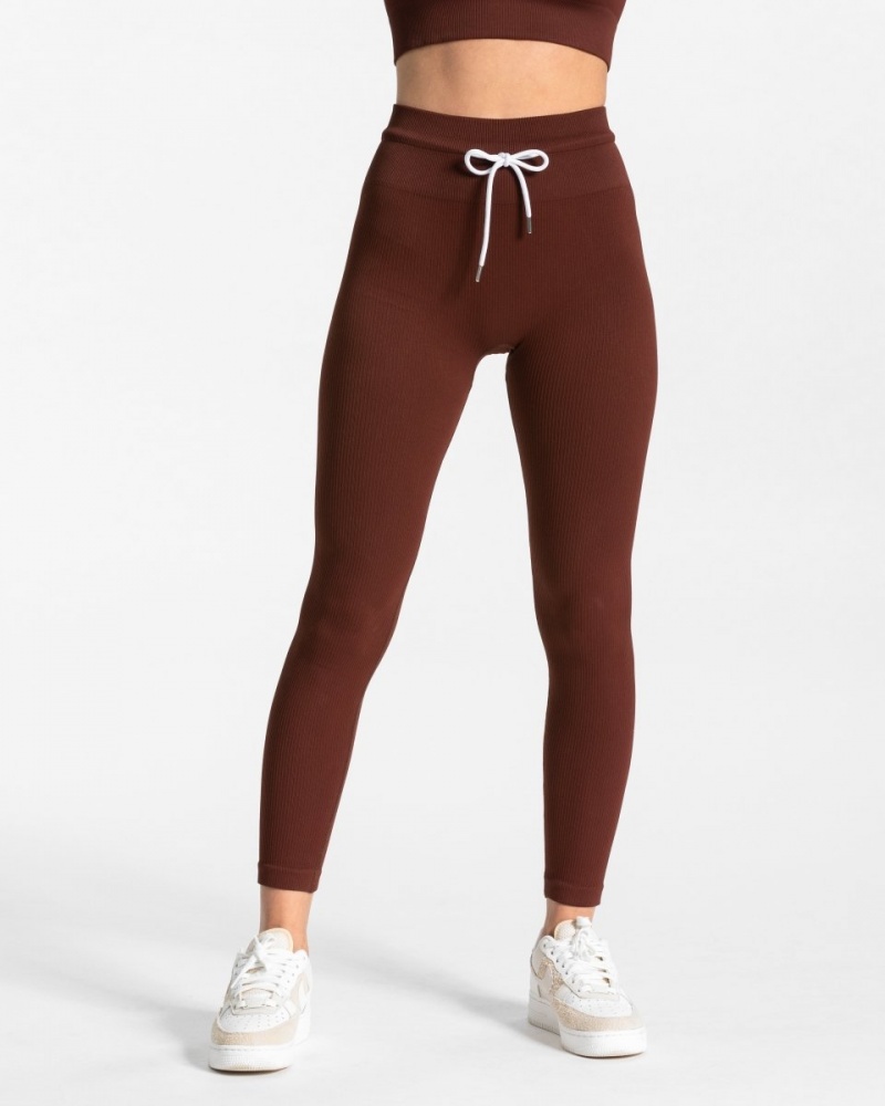 Leggings Teveo Nervuré Femme Bordeaux | 9642-HQTOS