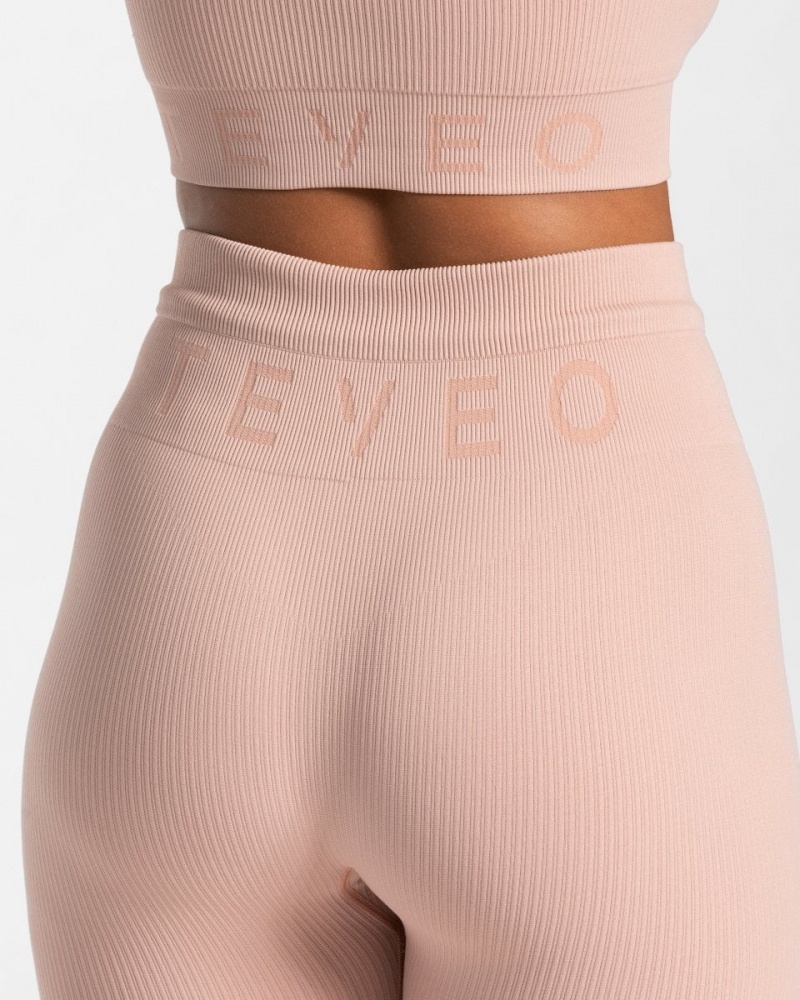 Leggings Teveo Nervuré Femme Rose | 0851-OJZWD