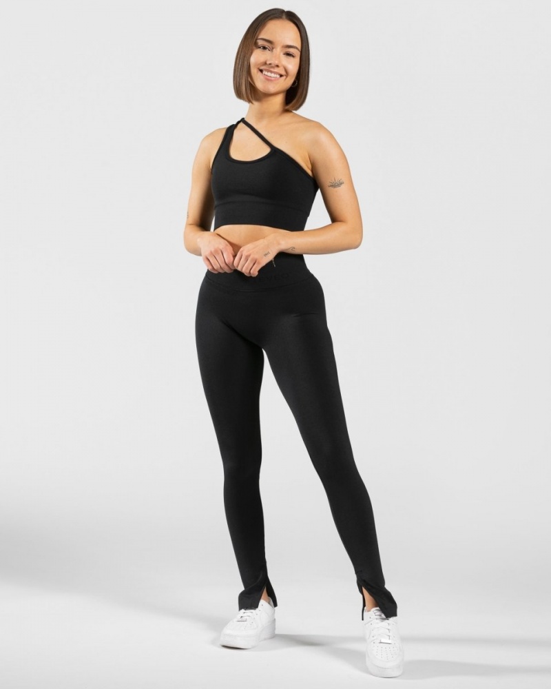 Leggings Teveo Sassy Slit Femme Noir | 0532-JNZUM