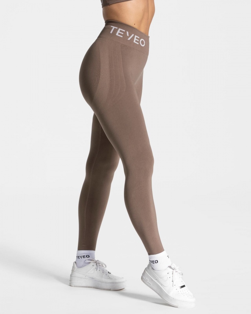 Leggings Teveo Signature Scrunch Femme Beige | 4632-SWJXF