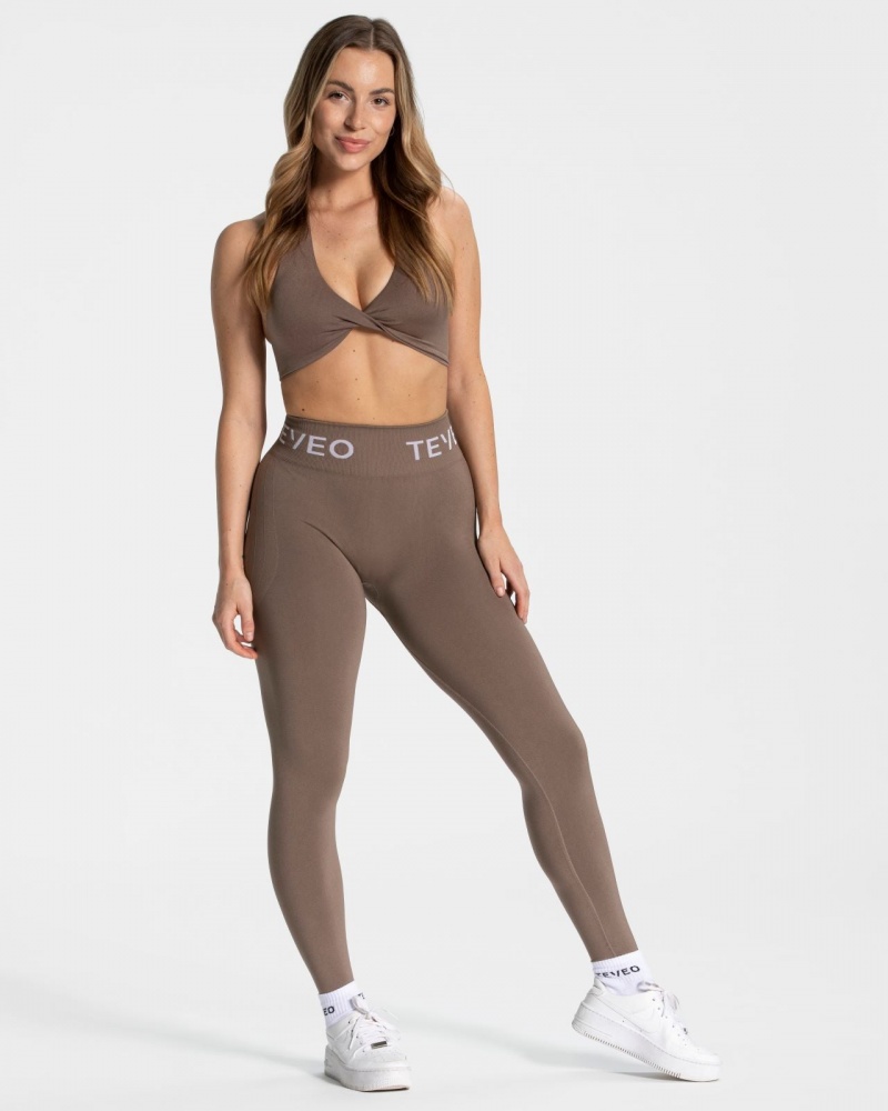 Leggings Teveo Signature Scrunch Femme Beige | 4632-SWJXF