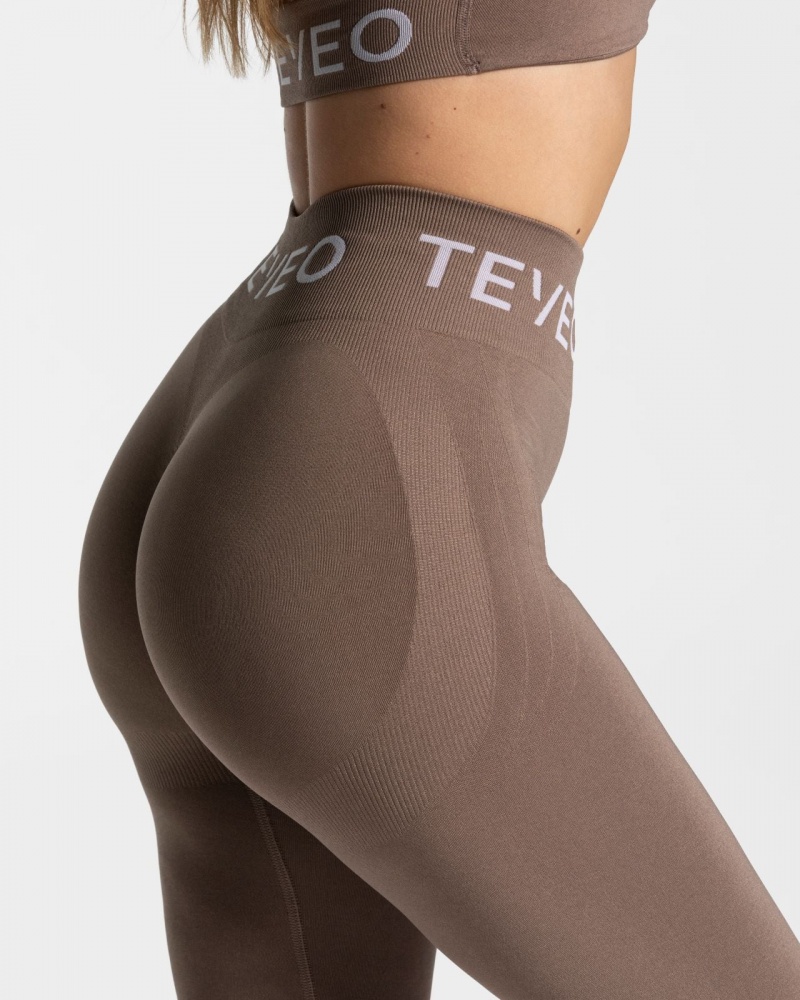 Leggings Teveo Signature Scrunch Femme Beige | 4632-SWJXF