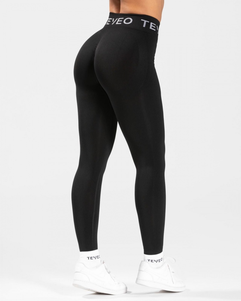 Leggings Teveo Signature Scrunch Femme Noir | 5829-HMJNC