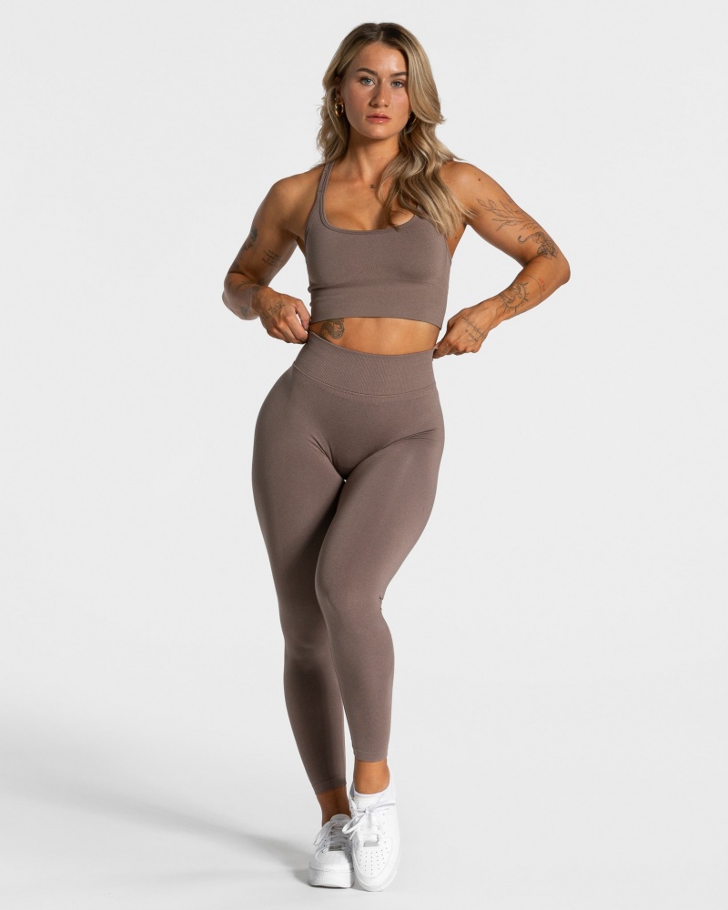 Leggings Teveo Statement Scrunch Femme Beige | 4215-RFNSO