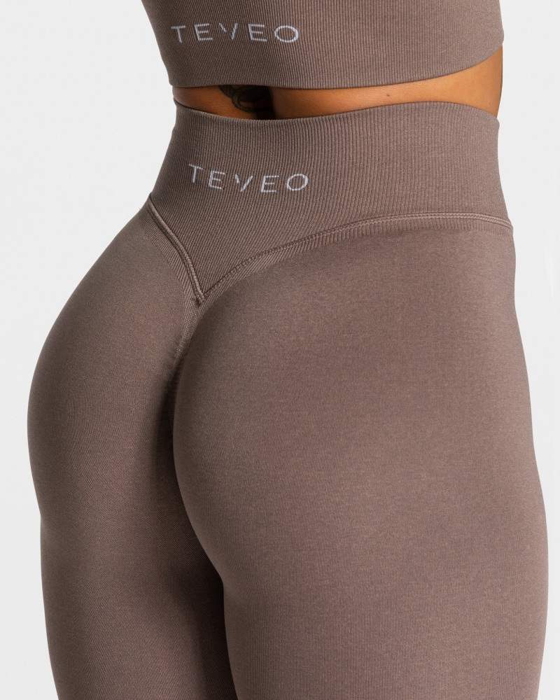 Leggings Teveo Statement Scrunch Femme Beige | 4215-RFNSO