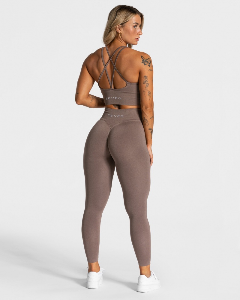 Leggings Teveo Statement Scrunch Femme Beige | 4215-RFNSO