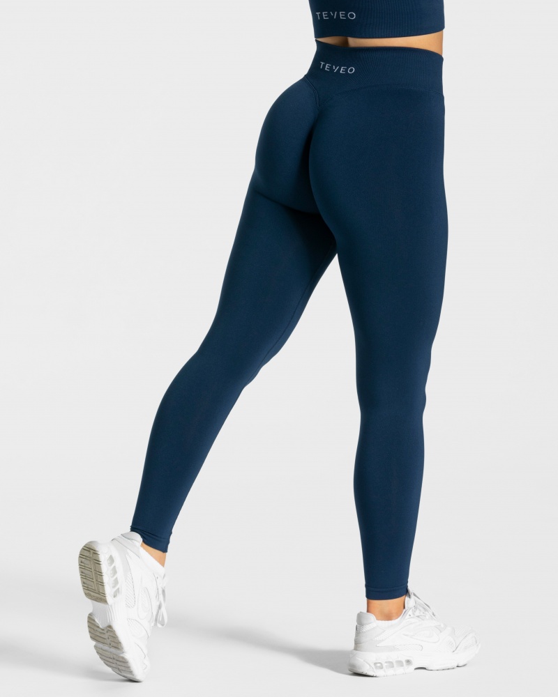 Leggings Teveo Statement Scrunch Femme Bleu Foncé | 6249-WZKQE